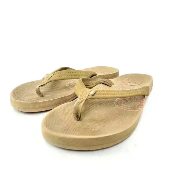 Roxy Sand Tan Flip Flop Sandals - 6 - Picture 3 of 9